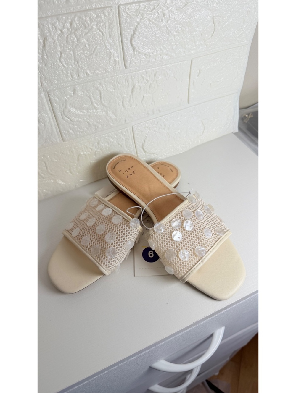 Women's Elain Sandals with Memory Foam A New Day Ivory 6